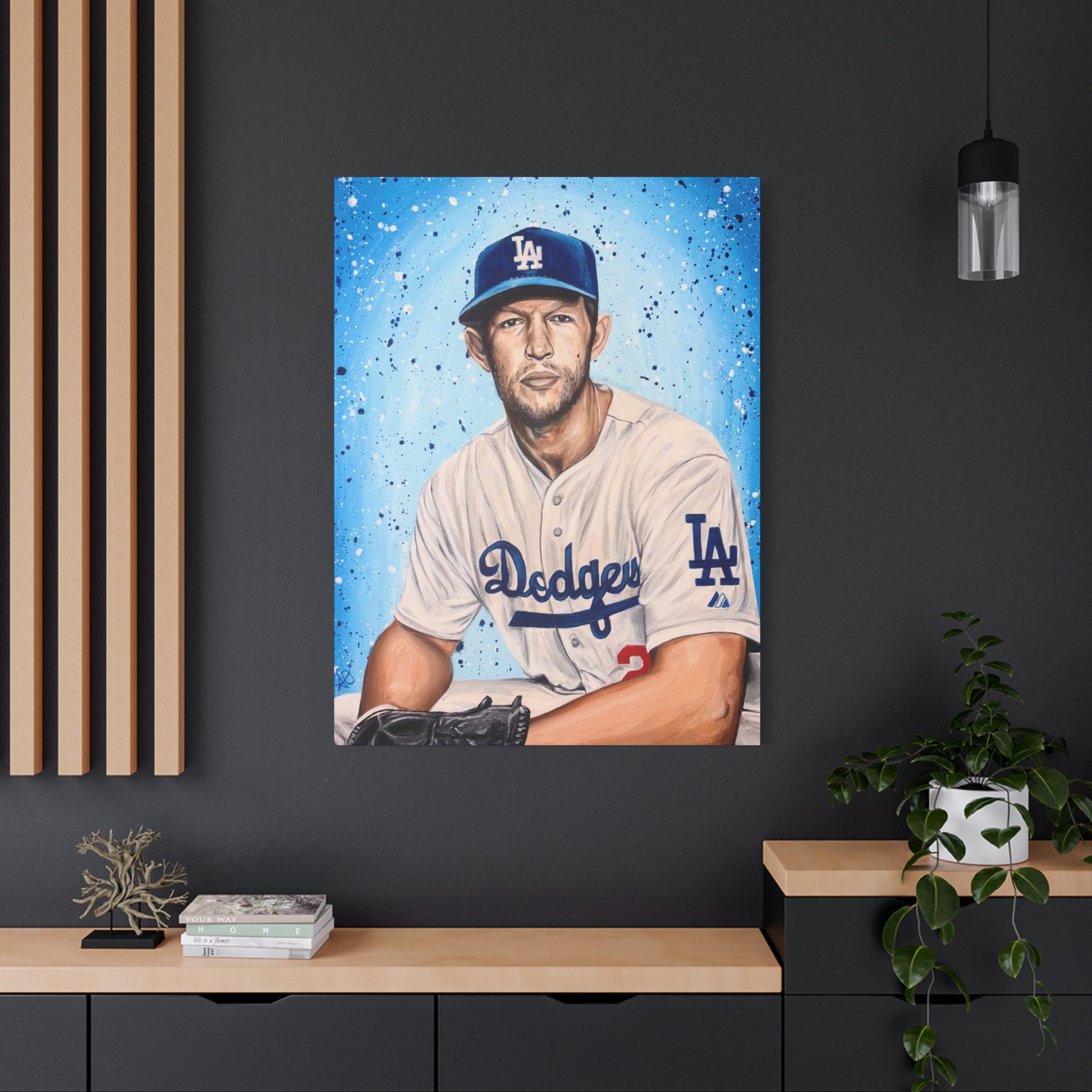 Clayton Kershaw Dodgers Portrait Matte Canvas Print