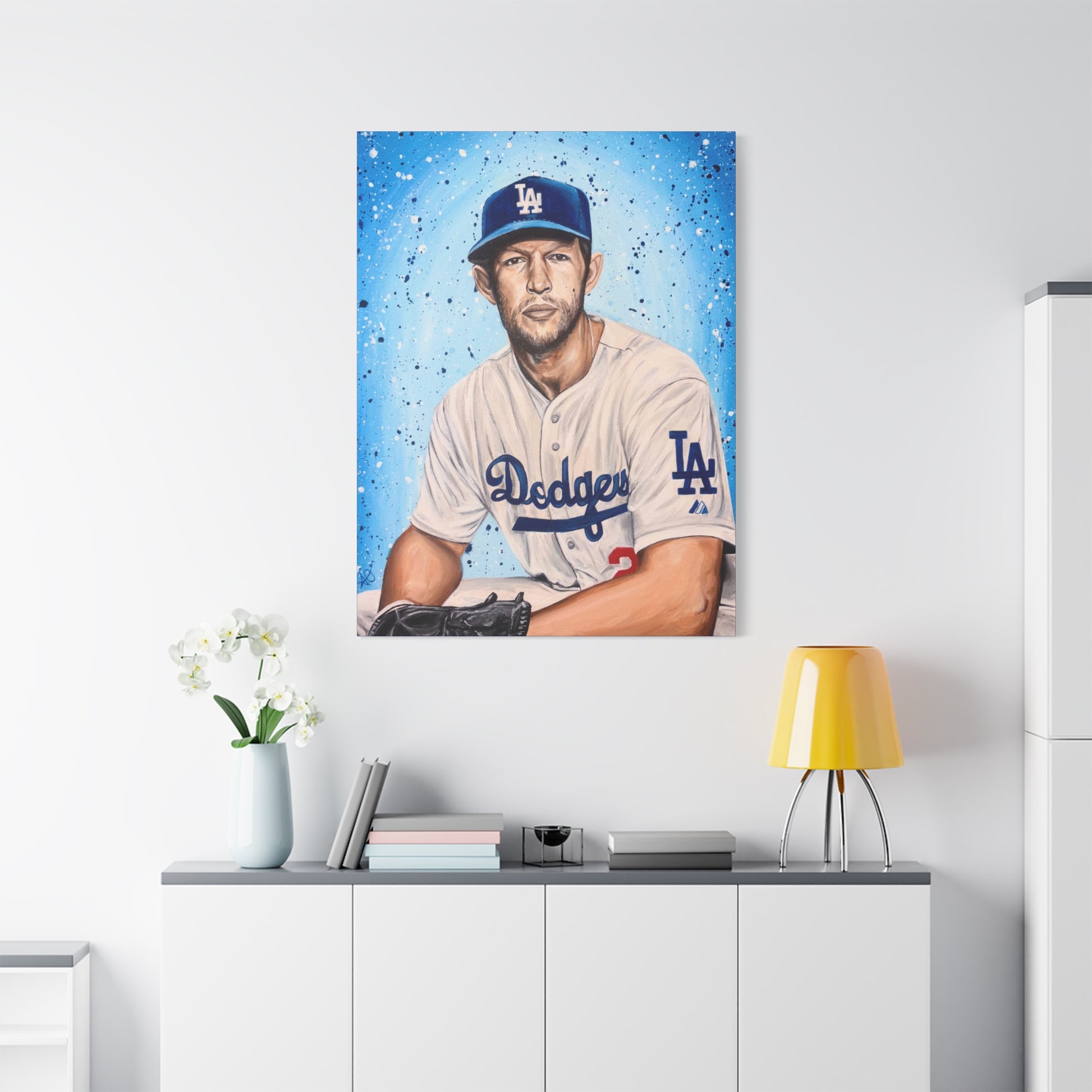 Clayton Kershaw Dodgers Portrait Matte Canvas Print