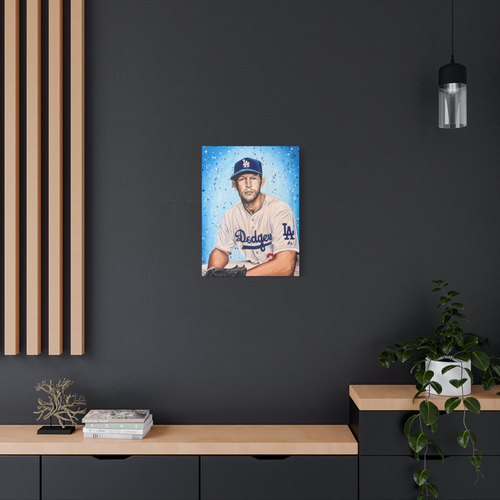 Clayton Kershaw Dodgers Portrait Matte Canvas Print