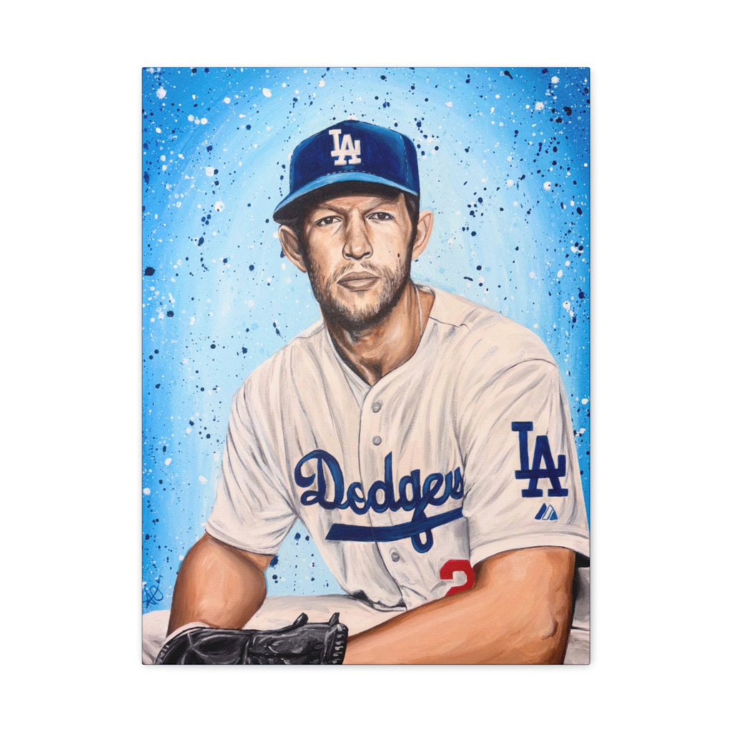 Clayton Kershaw Dodgers Portrait Matte Canvas Print