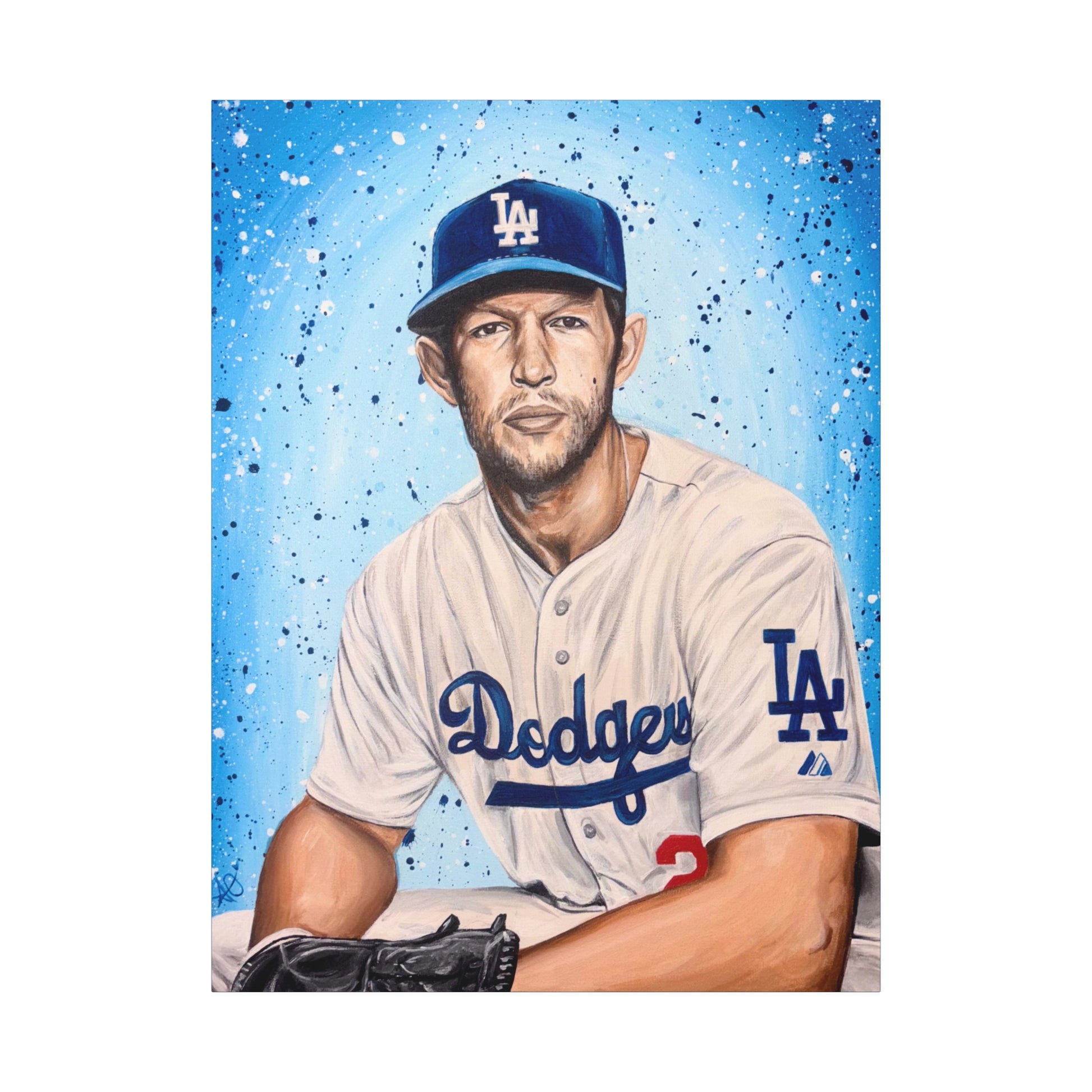 Clayton Kershaw Dodgers Portrait Matte Canvas Print
