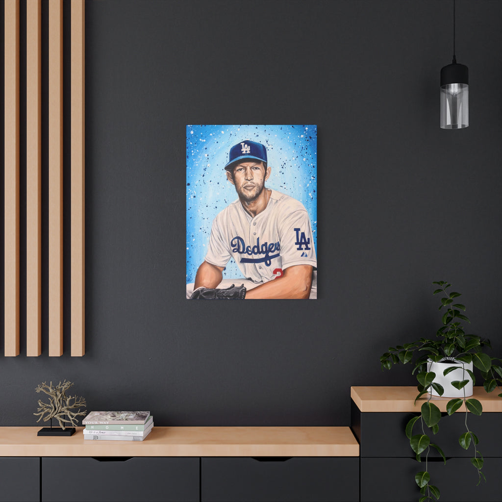 Clayton Kershaw Dodgers Portrait Matte Canvas Print
