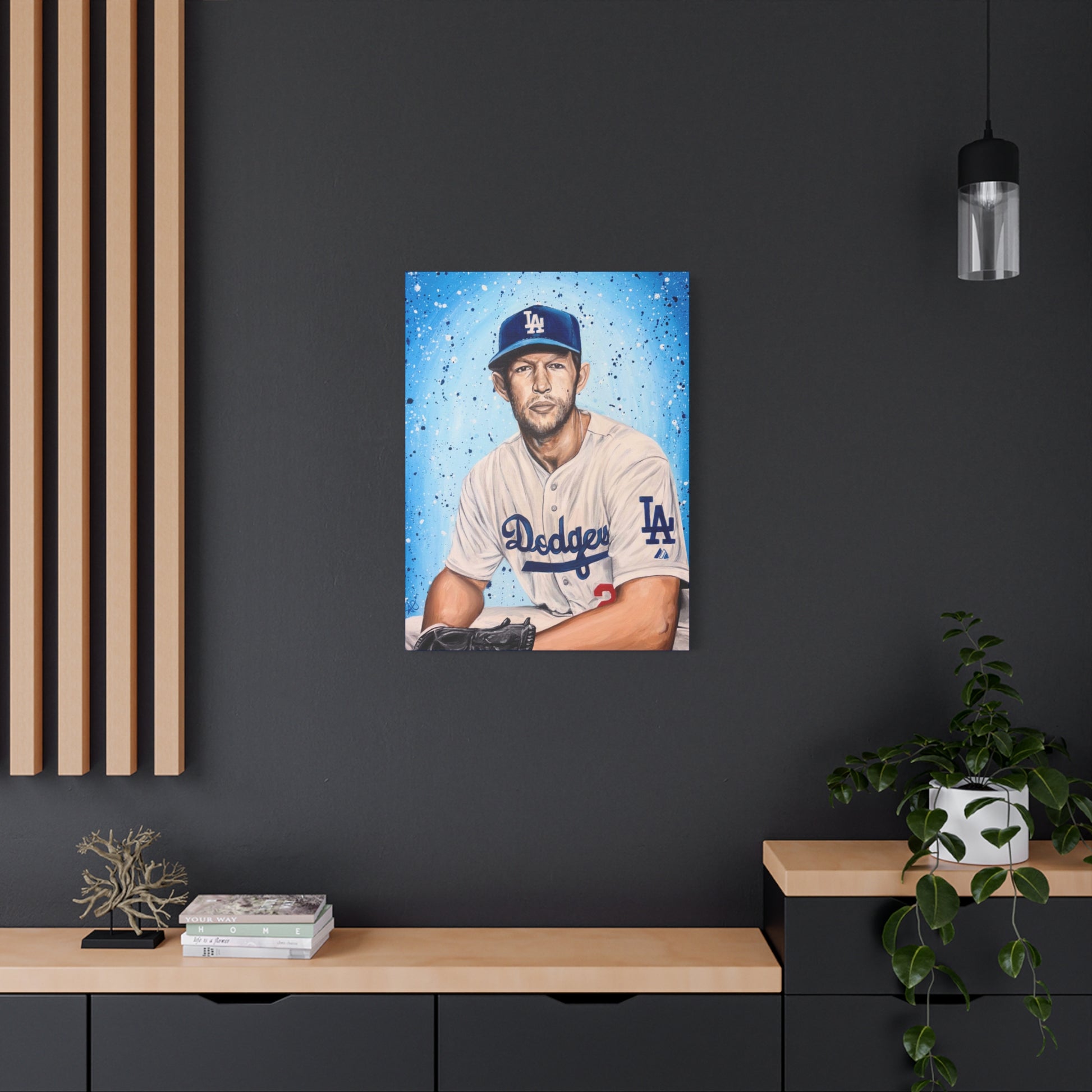 Clayton Kershaw Dodgers Portrait Matte Canvas Print