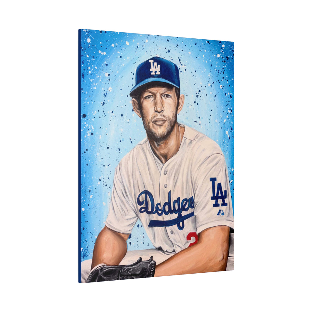 Clayton Kershaw Dodgers Portrait Matte Canvas Print