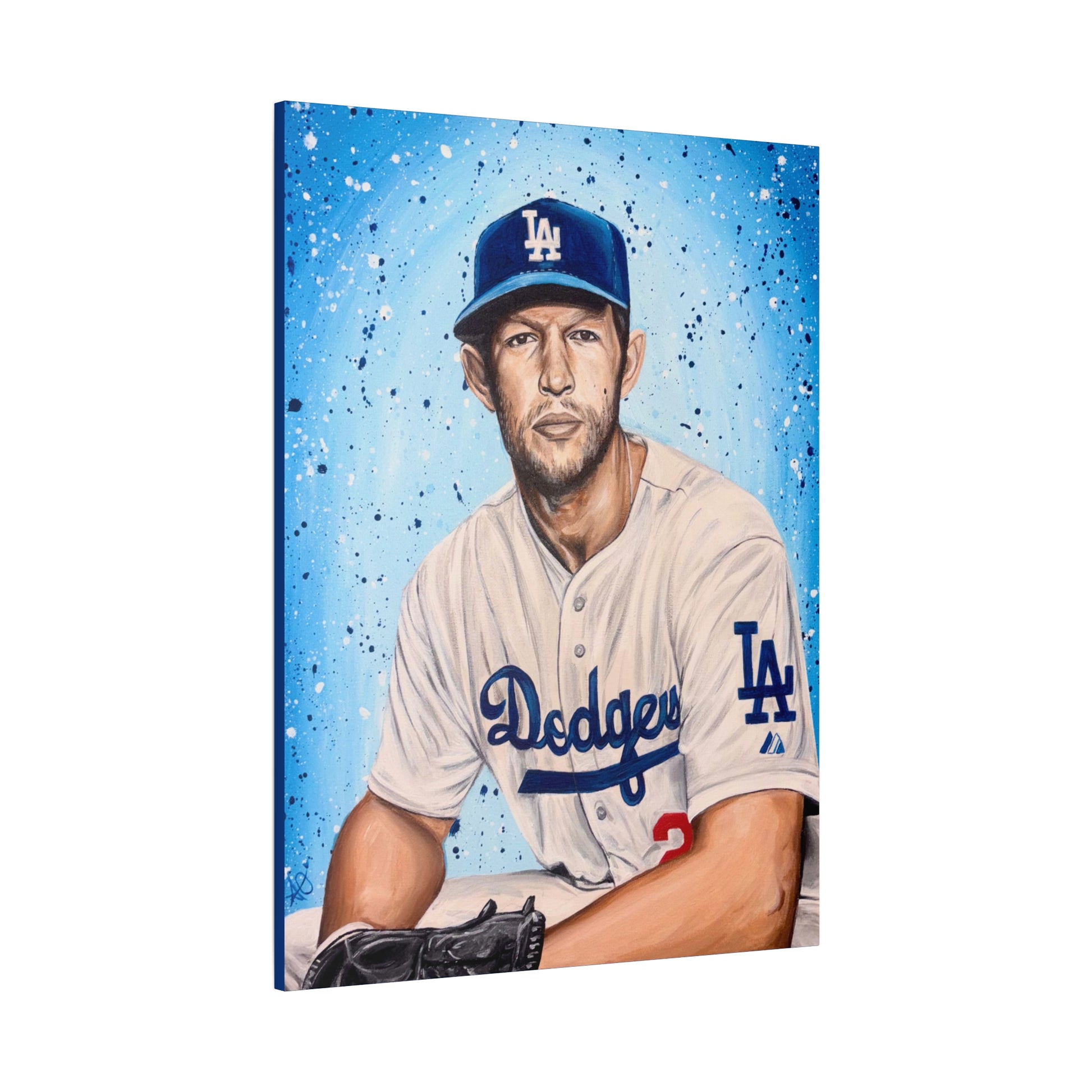 Clayton Kershaw Dodgers Portrait Matte Canvas Print
